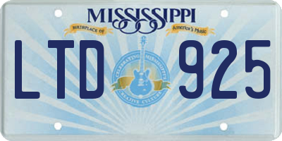 MS license plate LTD925