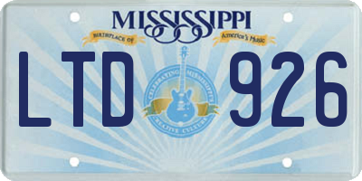 MS license plate LTD926
