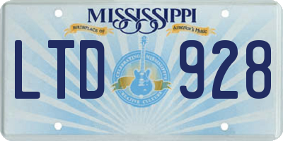 MS license plate LTD928