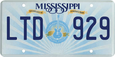 MS license plate LTD929