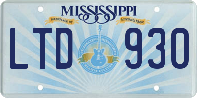 MS license plate LTD930