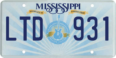 MS license plate LTD931