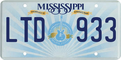MS license plate LTD933