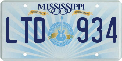 MS license plate LTD934