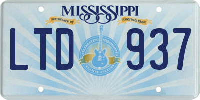 MS license plate LTD937