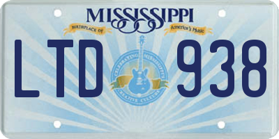 MS license plate LTD938
