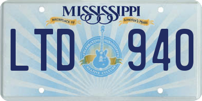 MS license plate LTD940