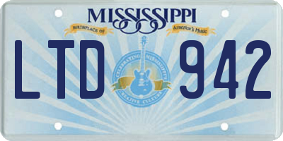 MS license plate LTD942