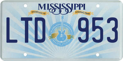 MS license plate LTD953