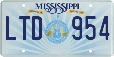 MS license plate LTD954