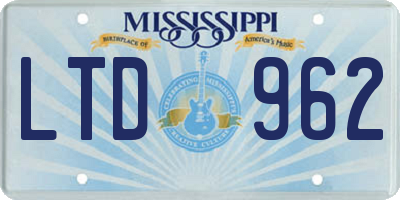 MS license plate LTD962
