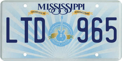 MS license plate LTD965