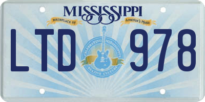 MS license plate LTD978