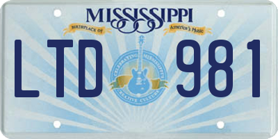 MS license plate LTD981