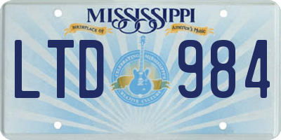 MS license plate LTD984