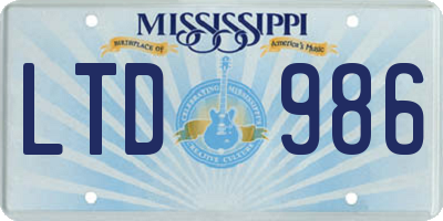 MS license plate LTD986