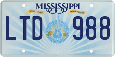 MS license plate LTD988