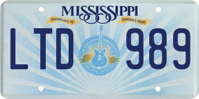 MS license plate LTD989