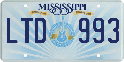 MS license plate LTD993