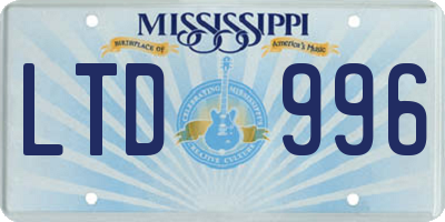 MS license plate LTD996