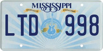 MS license plate LTD998
