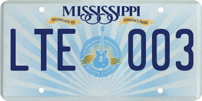 MS license plate LTE003