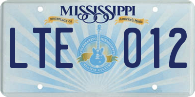 MS license plate LTE012