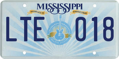 MS license plate LTE018