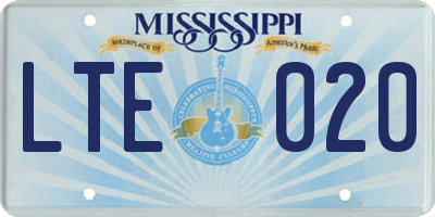 MS license plate LTE020