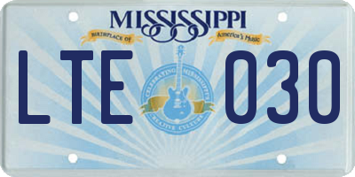MS license plate LTE030