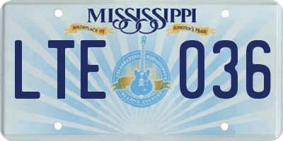 MS license plate LTE036