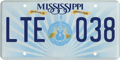 MS license plate LTE038