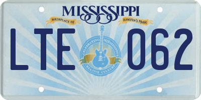 MS license plate LTE062