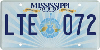 MS license plate LTE072