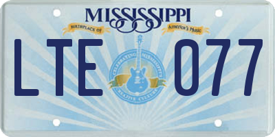 MS license plate LTE077
