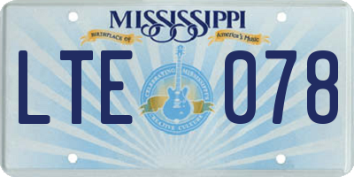 MS license plate LTE078
