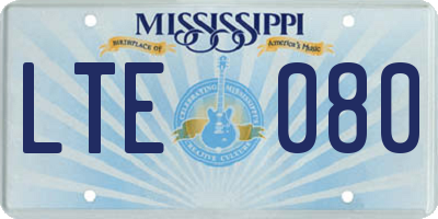 MS license plate LTE080