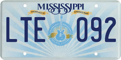 MS license plate LTE092