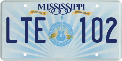 MS license plate LTE102