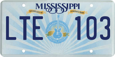 MS license plate LTE103