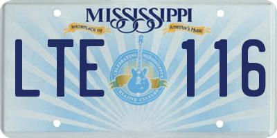 MS license plate LTE116