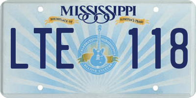 MS license plate LTE118