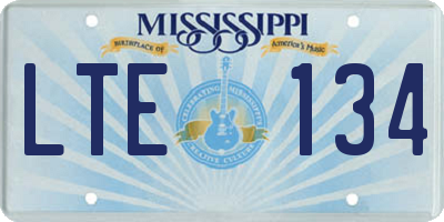 MS license plate LTE134
