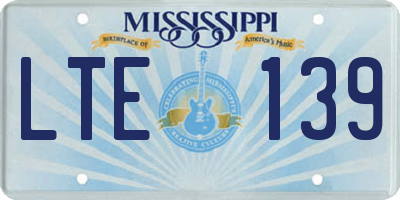 MS license plate LTE139