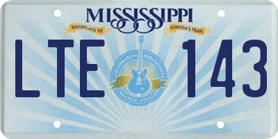 MS license plate LTE143