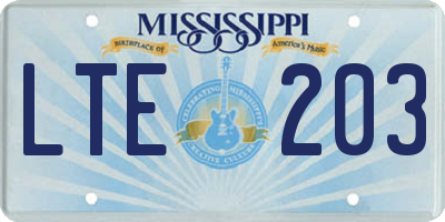 MS license plate LTE203