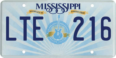 MS license plate LTE216