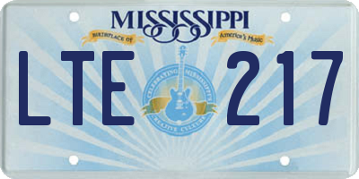 MS license plate LTE217