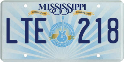 MS license plate LTE218