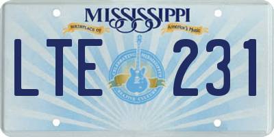 MS license plate LTE231